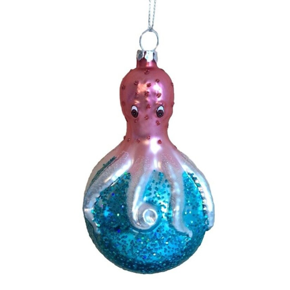 December Diamonds 05-05098 Octopus 4.5" Glass Christmas Ornament Coastal Sea